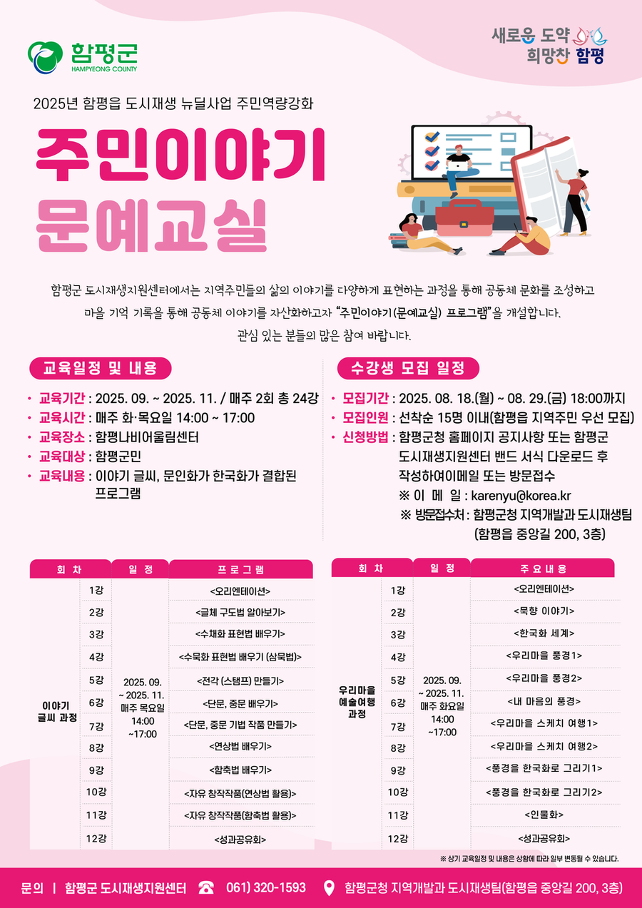 ▲ 함평군, 나비어울림센터에서 주민 역량 강화 프로그램 본격 운영_문예교실ⓒ함평군 제공