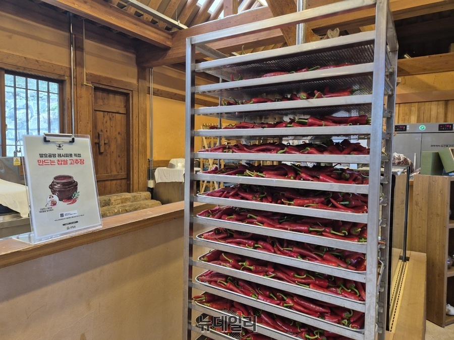 ▲ 텃밭에서 수확한 고추를 건조해 가루와 장으로 사용한다.ⓒ조현우 기자