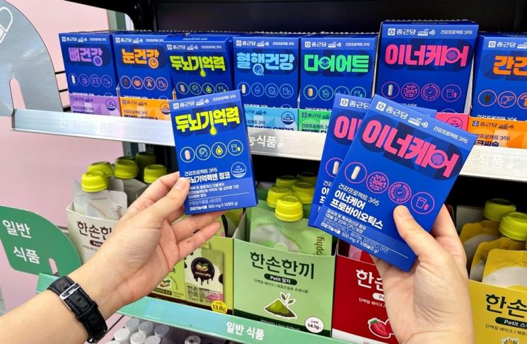 ▲ CU에서 판매하는 건강기능식품들 ⓒ남수지 기자