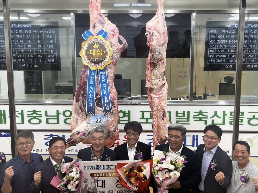 ▲ 충남에서 열린 ‘2025년 한우·돼지 고급육 경진대회’에서 한우 한 마리가 6224만 원에 낙찰되며 대회 사상 최고가 기록을 세웠다.ⓒ충남도