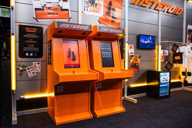 ▲ '게임스컴 2025'에서 현대자동차가 전시하는 게임 '인스터로이드 레트로 아케이드' ⓒ현대자동차