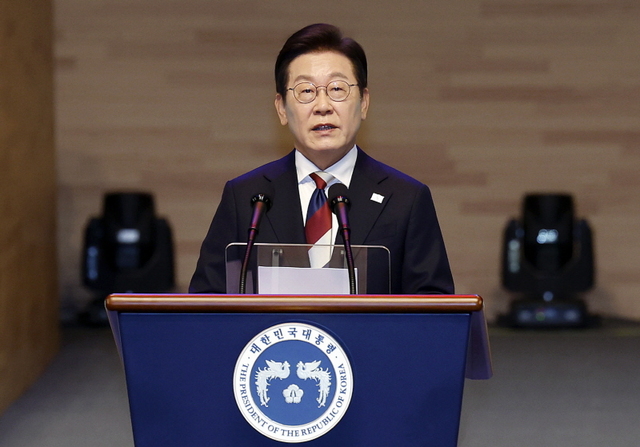 ▲ 이재명 대통령이 15일 서울 종로구 세종문화회관에서 열린 제80주년 광복절 경축식에서 경축사를 하고 있다. ⓒ뉴시스