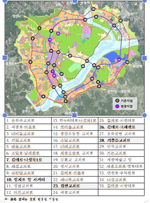 ▲ 제23차 교통량조사 지점 위치도.ⓒ행복청