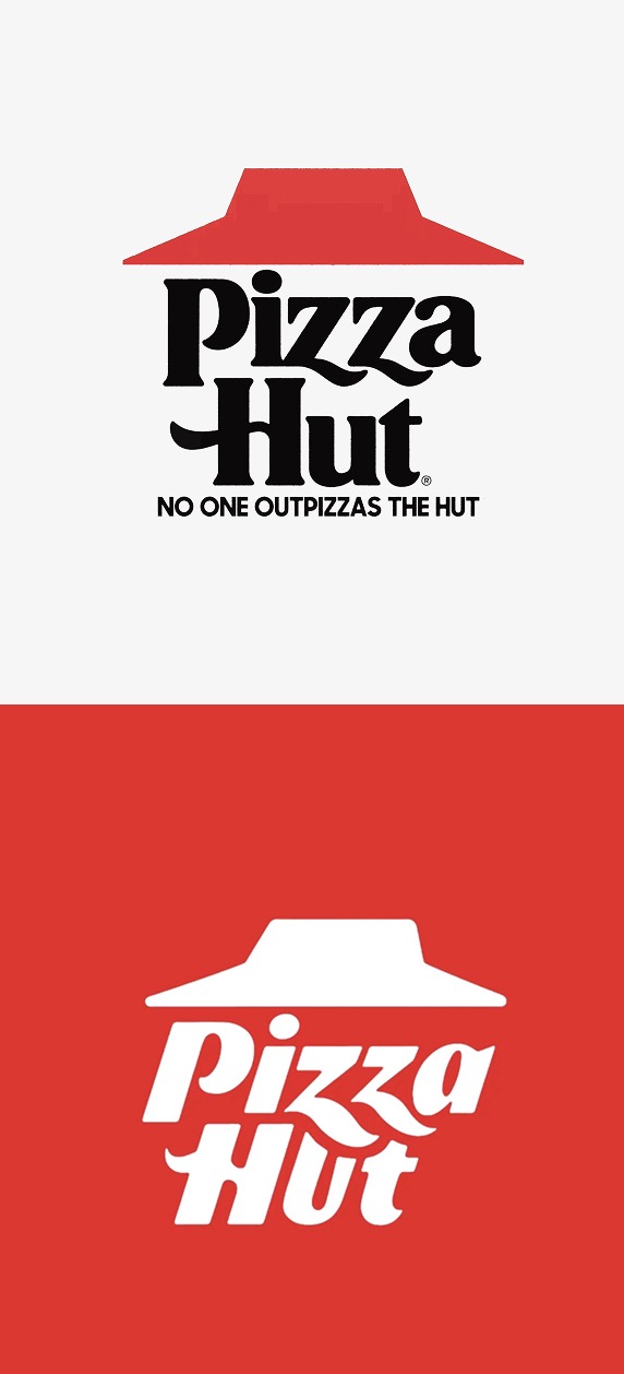 ▲ 2019년 리뉴얼된 피자헛 로고(위)와 2025년 리뉴얼된 신규 로고(아래). ©Pizza Hut