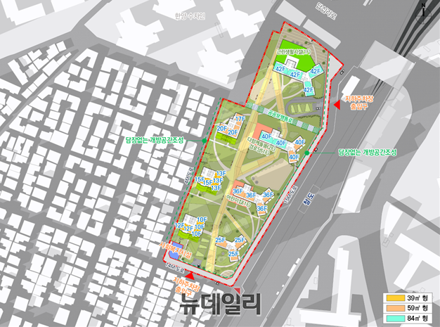 ▲ 용두동 신속통합기획 건물 배치계획 ⓒ서울시