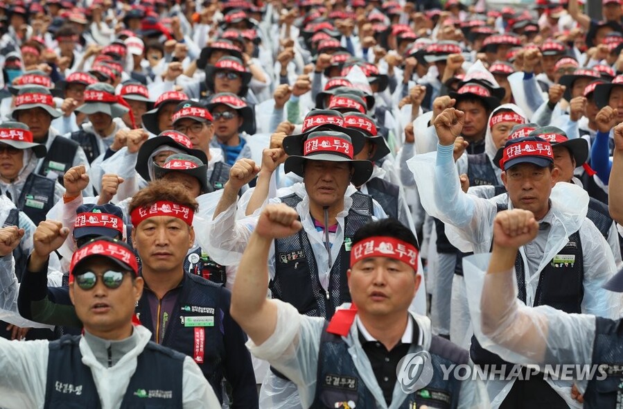 ▲ 건설노조 시위 장면ⓒ연합