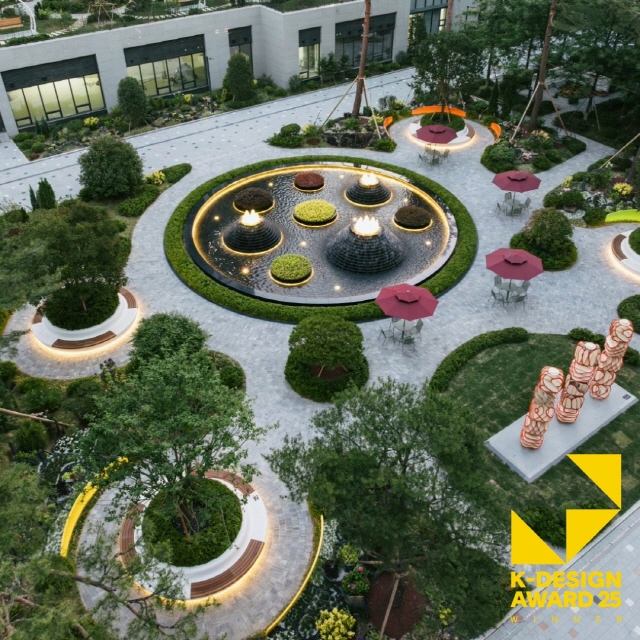 ▲ 오산세교 우미린 센트럴시티 중앙정원 '수(水), 목(木), 원(圓)' 전경.ⓒ우미건설