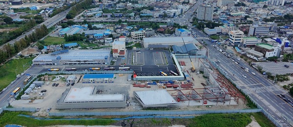 ▲ 유성구 구암동 유성복합터미널 건립 현장 전경.ⓒ대전시