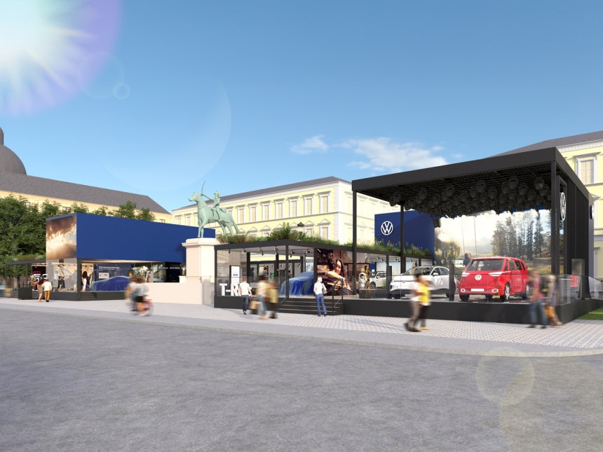 ▲ 폭스바겐이 오는 9월 9일 독일 뮌헨에서 열리는 'IAA 모빌리티 2025'에서 꾸릴 체험형 전시공간 '오픈 스페이스' 조감도. ⓒ폭스바겐