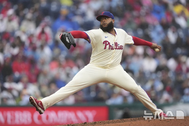 ▲ 필라델피아 필리스의 마무리 투수 호세 알바라도. 250515 AP/뉴시스. ⓒ뉴시스