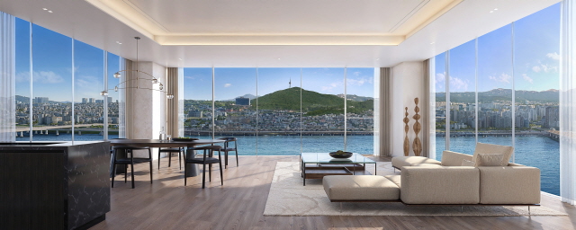 ▲ 압구정2구역 3면 개방 파노라마 한강조망. ⓒ현대건설