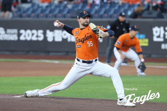 ▲ 한화 선발 와이스가 승리를 책임지지 못했고, 한화는 삼성에 2연패를 당했다.ⓒ한화 이글스 제공