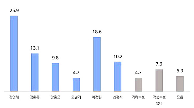 ▲ ⓒ더불어민주당 후보 적합도. 중앙선거관리위원회 제공