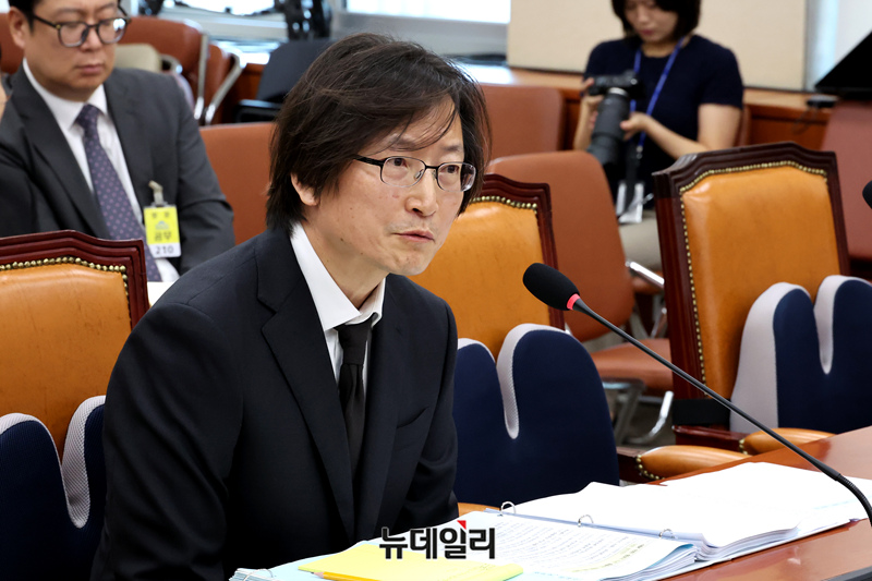 ▲ 주병기 공정거래위원장 후보자가 5일 국회 인사청문회서 발언하고 있다. ⓒ이종현 기자