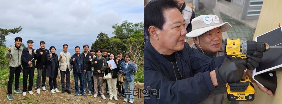 ▲ 남진복 의원이 경북개발공사 관계자와 함께 울릉지역 주거환경 개선을 위한 주택 보급 후보지 현장을 살피는 등 태양광 벽부등 설치 사업을 펼치고 있다.ⓒ뉴데일리