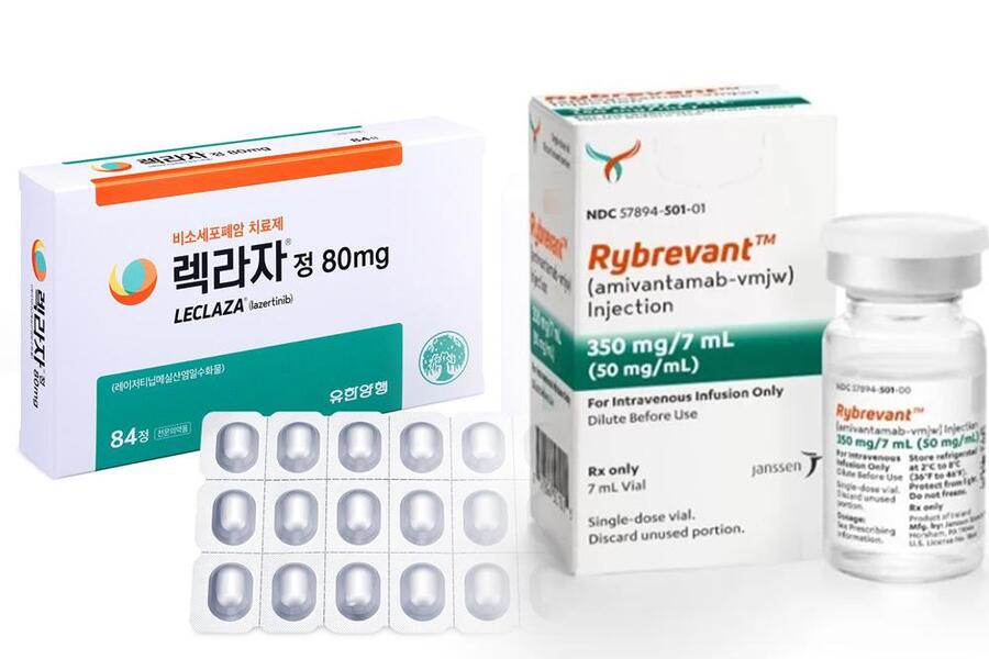 ▲ 유한양행의 렉라자(왼쪽)와 J&J의 리브리반트. ⓒ각사