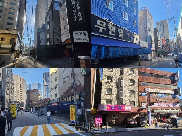 ▲ 상봉센트럴아이파크 인근에 위치한 모텔과 안마방 등=나광국 기자