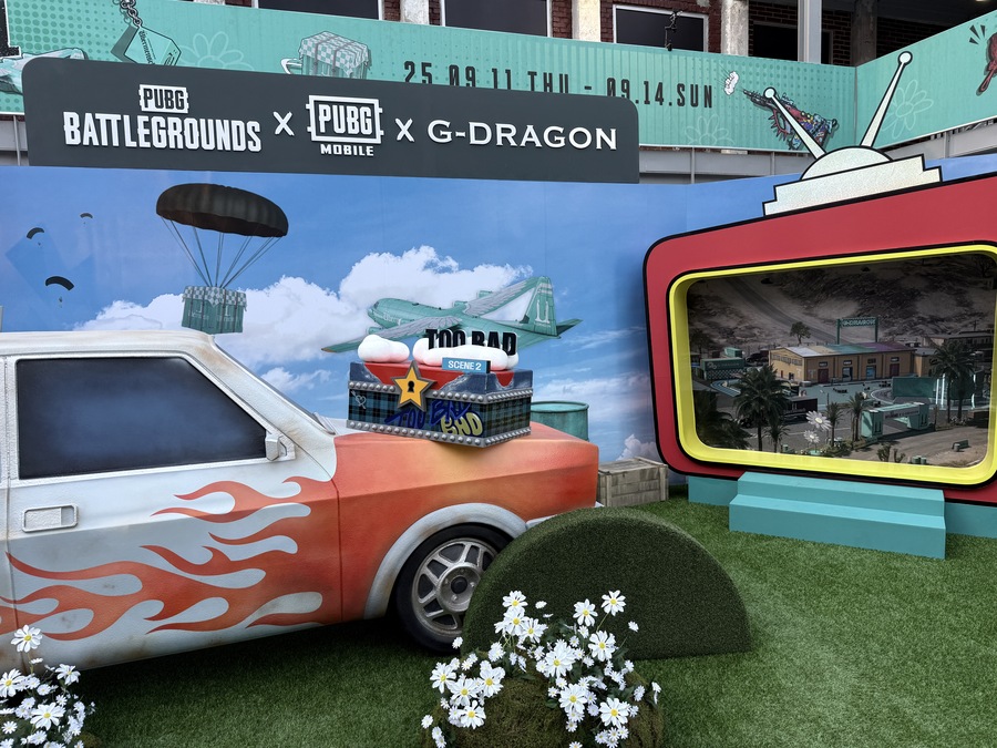 ▲ 펍지 성수 마당에 지드래곤과 콜라보한 포토존이 조성됐다 ⓒ김성현 기자