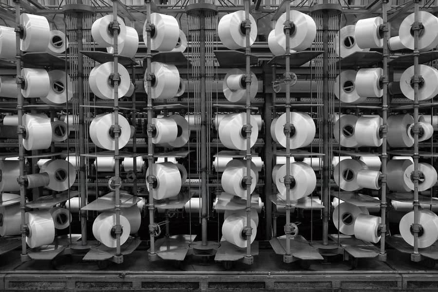 ▲ 효성티앤씨 구미공장에서 생산되고 있는 친환경 섬유 리젠 폴리에스터 ⓒ효성티앤씨