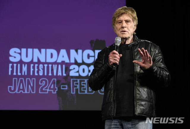 ▲ 배우이자 선댄스 영화제 설립자인 로버트 레드포드가 미국 유타주 파크시티에서 열린 '2019 선댄스 영화제' 개막 기자간담회에서 연설하고 있다. 190124 AP/뉴시스. ⓒ뉴시스