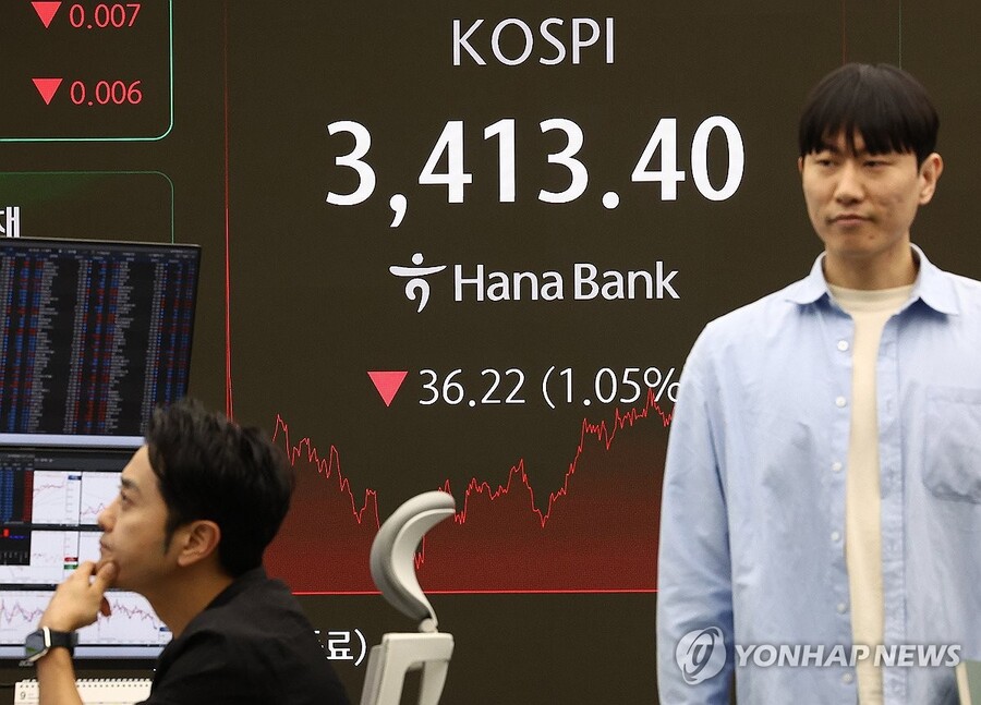 ▲ 17일 오후 서울 중구 하나은행 본점 딜링룸 현황판에 코스피 지수가 표시돼 있다. ⓒ연합뉴스