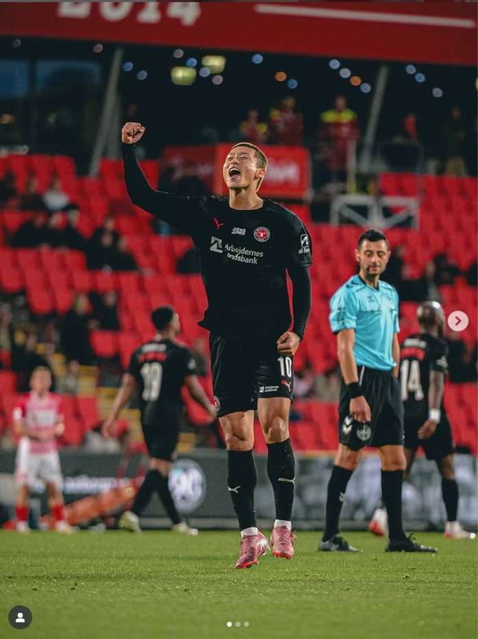 ▲ 무릎 부상을 털고 돌아온 조규성이 1년 4개월 만에 득점포를 가동했다.ⓒ미트윌란 제공