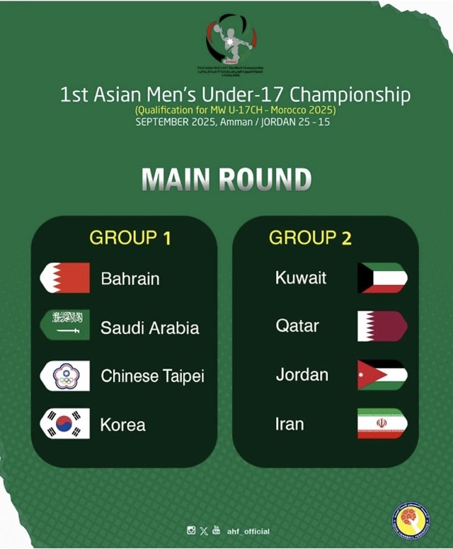 ▲ 한국 17세 이하(U-17) 남자 핸드볼 국가대표팀이 아시아선수권대회 조별리그 2위로 결선에 올랐다. 250918 아시아핸드볼연맹 인스타그램 갈무리. ⓒahf_official