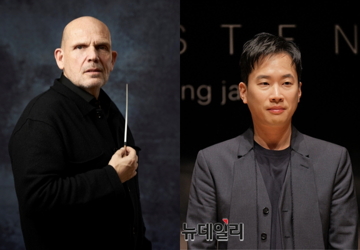 ▲ 얍 판 츠베덴 지휘자와 작곡가 정재일.ⓒ서울시립교향악단·뉴데일리 DB