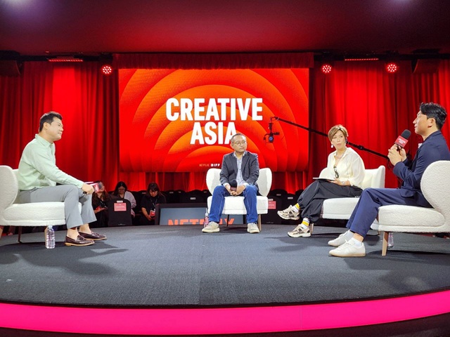 ▲ 20일 넷플릭스가 부산국제영화제에서 개최한 '크리에이티브 아시아'에서 이성규 넷플릭스 아시아태평양 지역 프로덕션 부문 시니어 디렉터가 이용수 프로듀서, 모모코 니시야마 이티머시 코디네이터, 찻차이 케트누스트 화이트라이트 CEO와 대담을 하고 있다.ⓒ강필성 기자