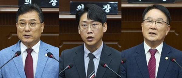 ▲ 왼쪽부터 정홍근 의원, 홍성영 의원, 오세길 의원.ⓒ서구의회