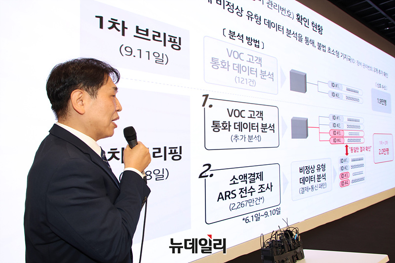 ▲ 구재형 KT 네트워크기술본부장이 18일 KT 웨스트 사옥에서 소액결제 피해 관련 브리핑을 진행하는 모습 ⓒ뉴데일리