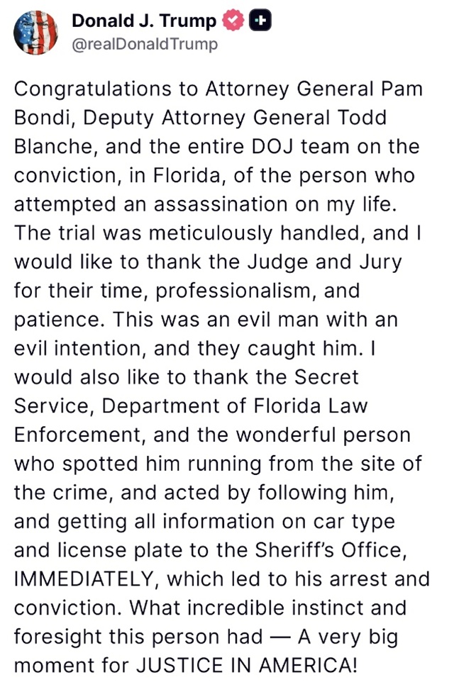 ▲ 사진=트럼프 대통령 트루스소셜 갈무리. 250924 ⓒrealDonaldTrump