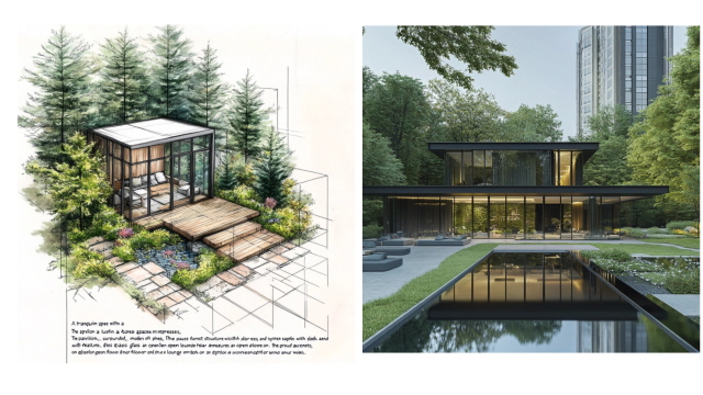 ▲ 생성형 AI가 작업한 '탑석 푸르지오 파크7' 힐링라운지. ⓒ대우건설