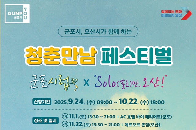 ▲ 군포시와 오산시의 '청춘만남 페스티벌' 홍보 포스터. ⓒ군포시 제공