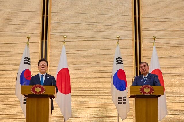 ▲ 이재명 대통령과 이시바 시게루 일본 총리가 23일(현지 시간) 일본 도쿄 총리 관저에서 한일 공동언론발표를 하고 있다. ⓒ뉴시스