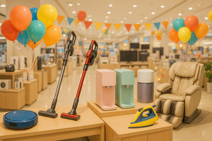 ▲ 주요 생활가전 업체들이 추석 프로모션을 경쟁적으로 진행하고 있다. ⓒChat GPT로 가전매장 모습 합성