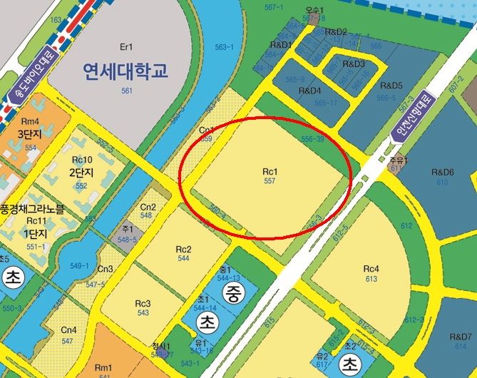 ▲ 재외동포를 위한 인천글로벌 타운이 들어설 송도국제도시 11-1공구 Rc1 블록 위치도 ⓒ인천경제자유구역청 제공