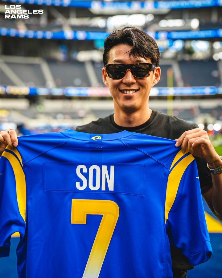 ▲ LA FC 손흥민이 LA 램스 홈구장을 방문했다.ⓒLA 램스 제공
