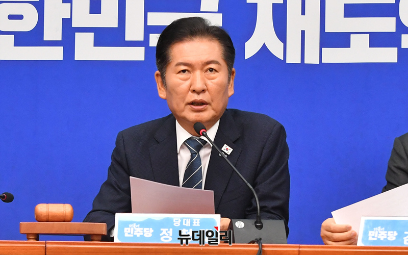 ▲ 정청래 더불어민주당 대표가 2일 국회에서 열린 최고위원회의에서 발언하고 있다. ⓒ이종현 기자