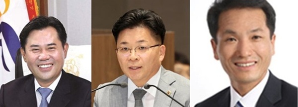 ▲ 왼쪽부터 박정현 부여군수,  김기일 부여군의원 ,김민수 충남도의원. ⓒ뉴데일리