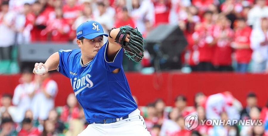 ▲ 선발 최원태의 호투를 앞세운 삼성이 준PO 1차전에서 SSG에 승리를 챙겼다.ⓒ연합뉴스 제공