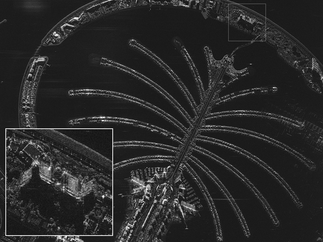 ▲ 에티하드샛(Etihad-SAT)이 촬영한 25cm 급 두바이, 팜주메이라(Palm Jumeirah, Dubai) 영상.ⓒ㈜쎄트렉아이