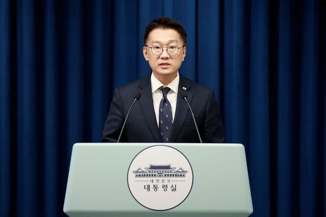 ▲ 김남준 대변인이 14일 서울 용산 대통령실 청사에서 국무회의 관련 브리핑을 하고 있다. ⓒ뉴시스