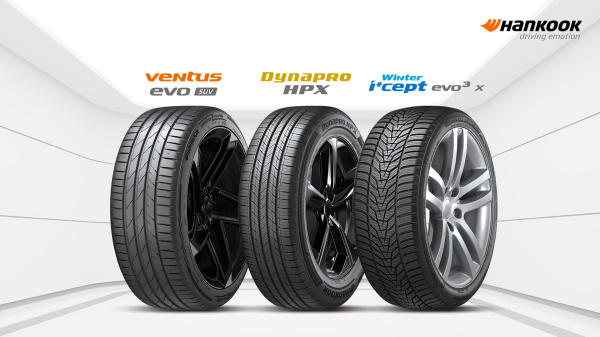 ▲ 한국타이어 '벤투스 에보 SUV', '다이나프로 HPX', '윈터 아이셉트 에보3 X'. 
ⓒ한국타이어