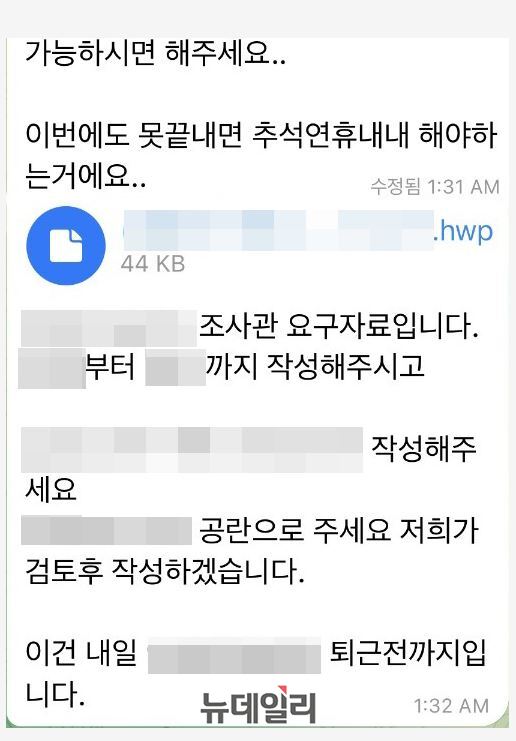 ▲ 중소벤처기업부가 산하기관을 대상으로 메신저 단톡방을 통해 야간·휴일 업무 지시를 내린 것으로 확인됐다.ⓒ독자 제공