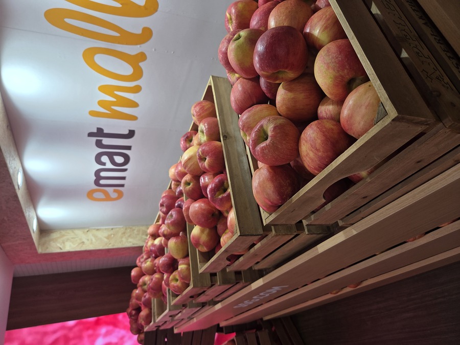 ▲ 이마트몰 신선 라운지에서 제일 먼저 보게되는 사과. 모형이 아닌 진짜 과일이다. ⓒ남수지 기자