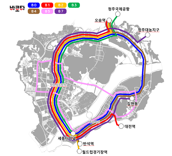 ▲ 행복도시 내 노선도.ⓒ행복청