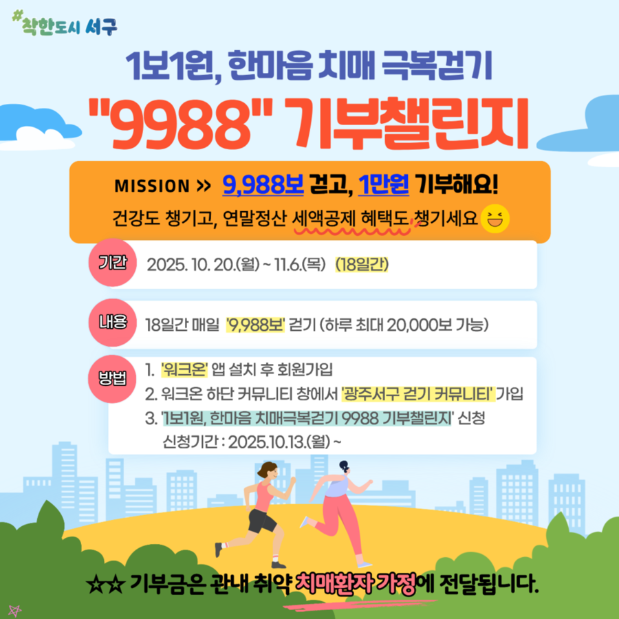 ▲ 서구, 치매극복걷기 기부챌린지 운영ⓒ광주시 서구청 제공