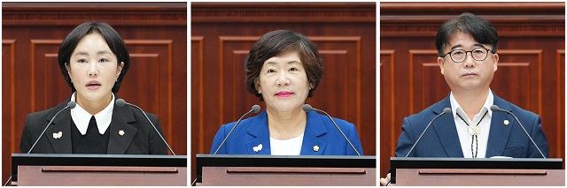 ▲ 왼쪽부터 김소현 의원, 한순희 의원, 정성룡 의원.ⓒ경주시의회