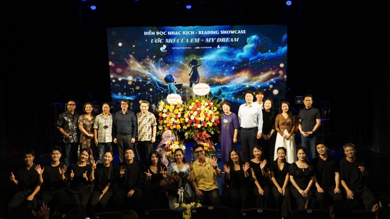 ▲ 지난 11일 베트남 하노이 청소년극장에서 열린 뮤지컬 '마이드림' 리딩 쇼케이스 현장.ⓒ문화공작소 상상마루